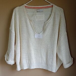 Zenana Waffle Knit Slouchy Oversized Crop Sweater Size S